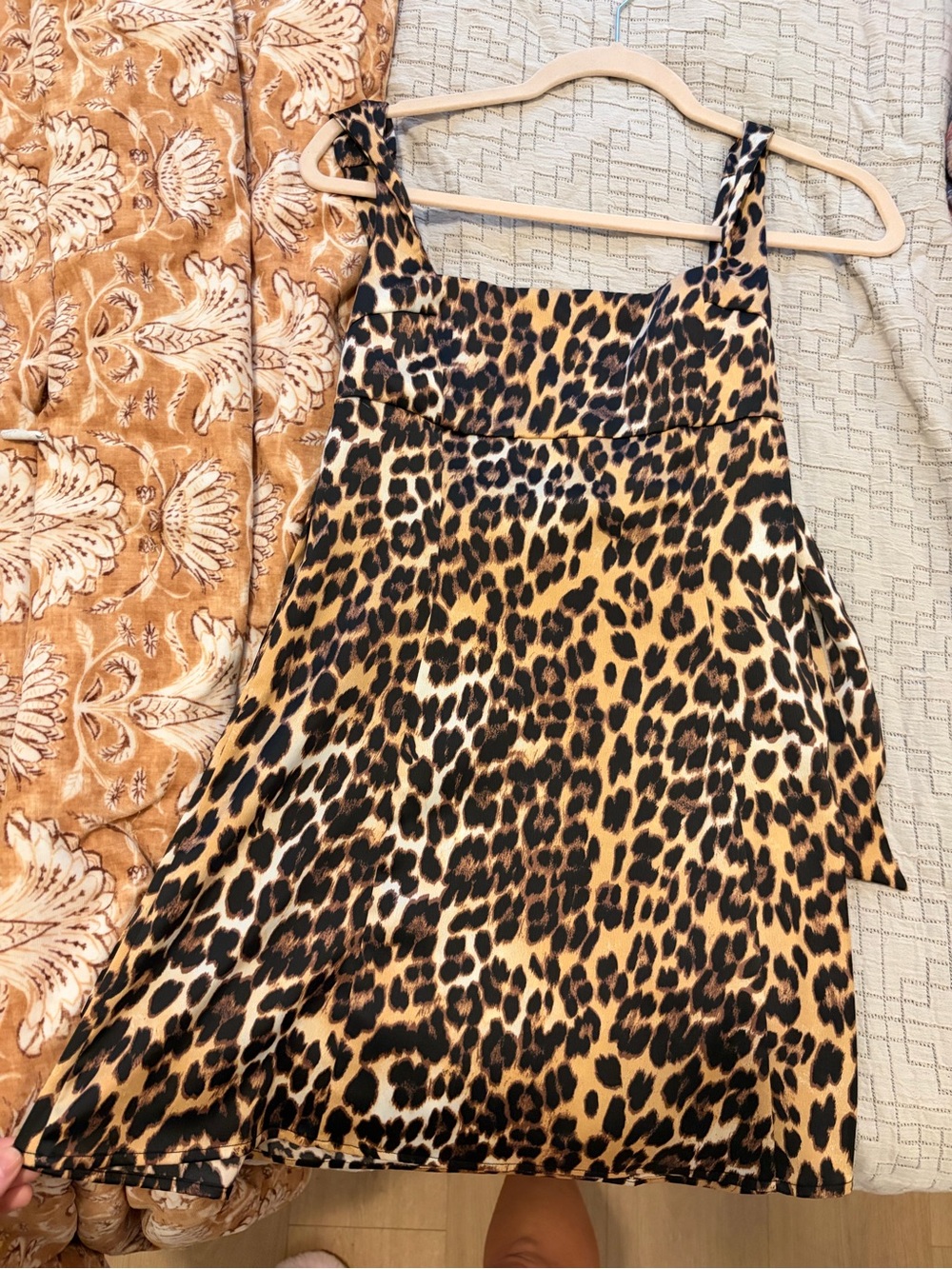 silence + noise Leopard Print Mini Dress in Tan and Black